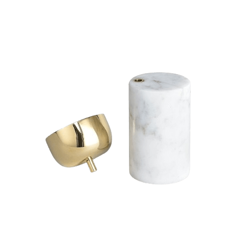BRASS & WHITE MARBLE TAPER CANDLE HOLDER